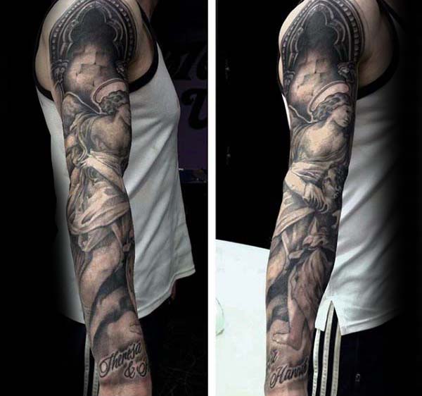 Angels Religious Extreme Guys Full Sleeve Tattoo Inspiration