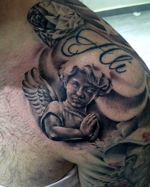 Angle Diamond Mens Shoulder Tattoo Inspiration