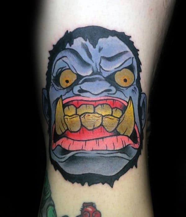 Angry Blue Gorilla Head Ditch Tattoos Men
