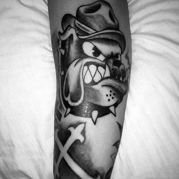 Angry Bulldog Mens Traditional Forearm Tattoos