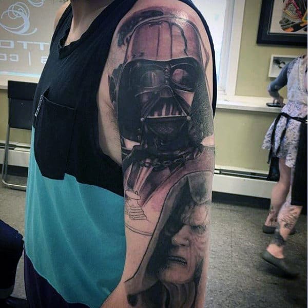 Angry Darth Vader Tattoo Male Arms