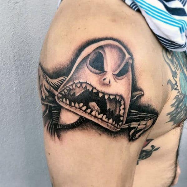 Angry Jack Skellington Male Night Before Christmas Upper Arm Tattoos
