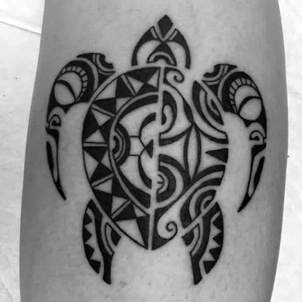 Animal Hawaiian Tribal Turtle Arm Mens Tattoo Designs