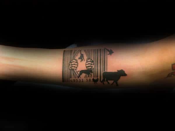 Animals Escaping Zoo Barcode Mens Creative Forearm Tattoo
