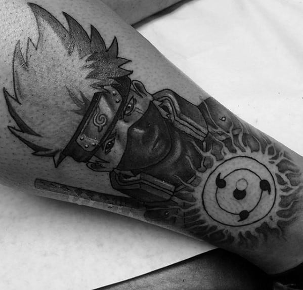Anime Awesome Kakashi Tattoos For Men Leg