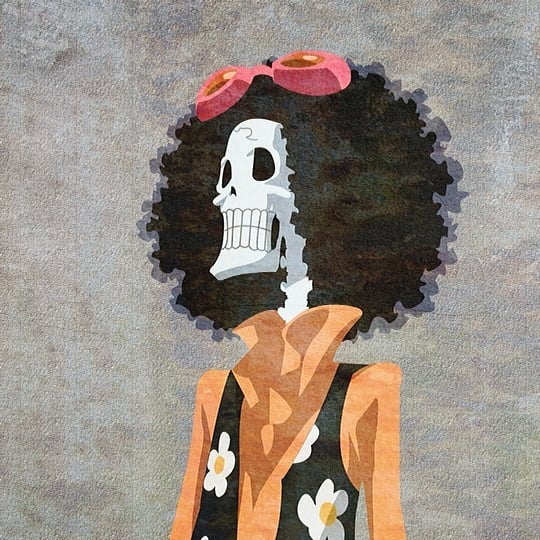 An anime character wearing an afro hairstyle. It features huge hair with great volume