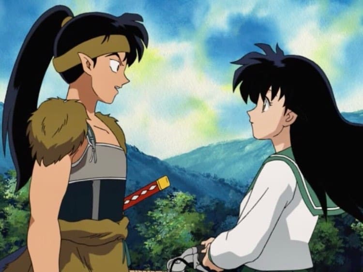 Long anime hair styled into a long ponytail falling on the back