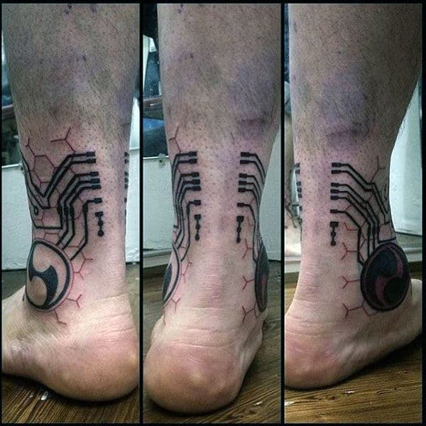 Ankle Circuit Board Guys Tattoos