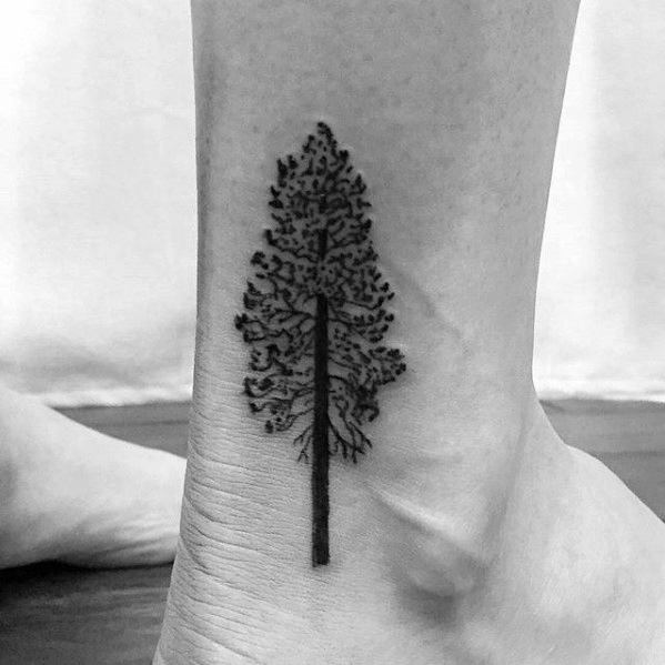 Ankle Simple Tree Tattoo Ideas For Guys