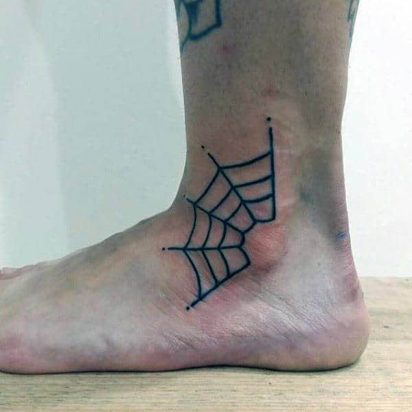 Ankle Spider Web Tattoo For Men