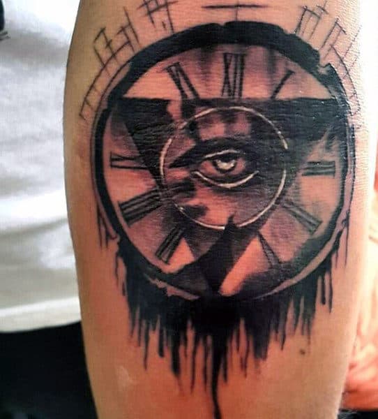 Antique Men's Clock Tattoo