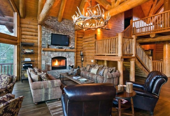 Antler Chandelier Rustic Cabin Ideas Family Room Lighting