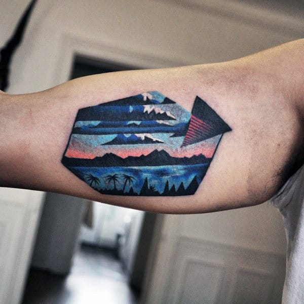 Anture Mountains Amazing Mens Bicep Tattoo Ideas