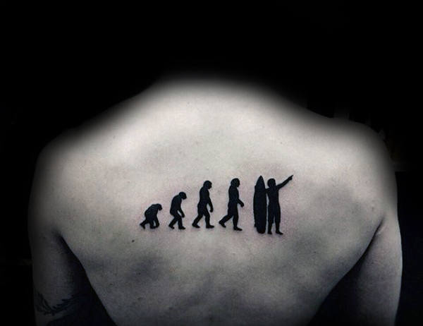 Ape To Surf Man Tattoos Male Back