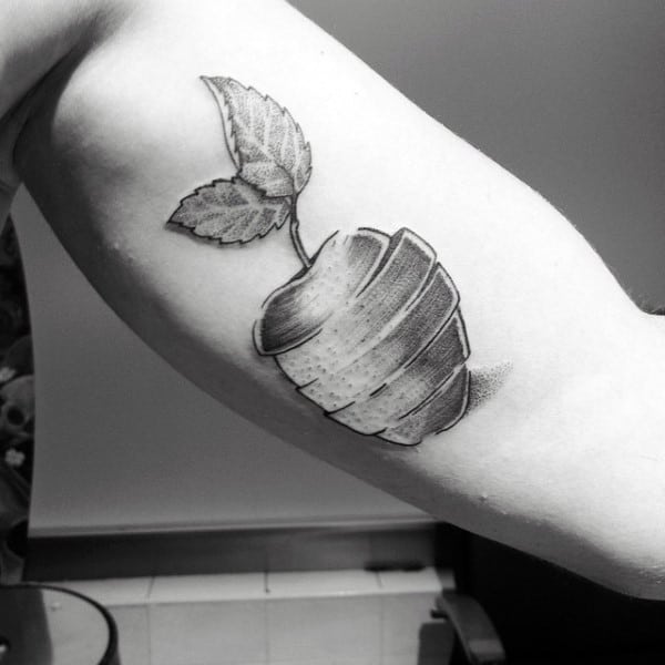 Apple Slices Mens Inner Arm Bicep Tattoo