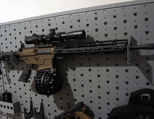 ar10 308 mounted on gallow tech gun safe wall