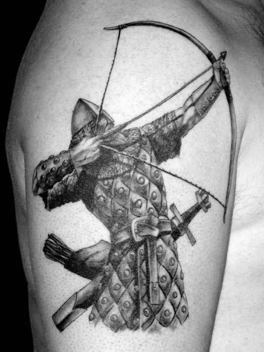 Archer Warrior Firing Bow Archery Mens Upper Arm Tattoos