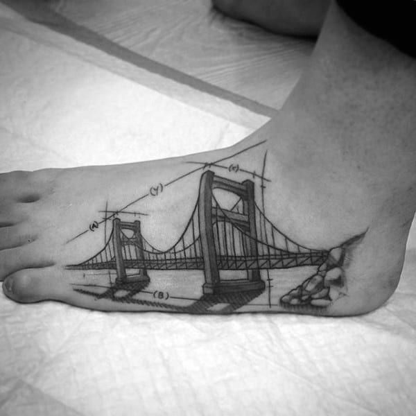 Architecture Mens Bridge Foot Tattoos