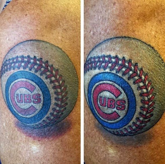 Arm 3d Baseball Male Chicago Cubs Tattoo Design Ideas