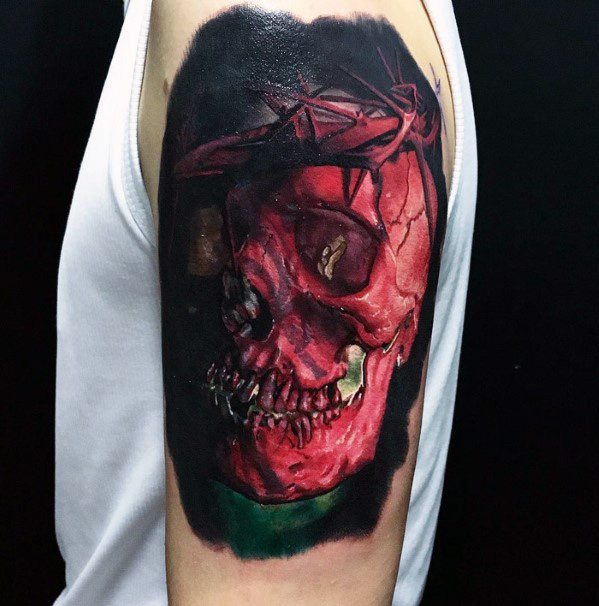 Arm 3d Manly Badass Skull Tattoo Design Ideas For Men