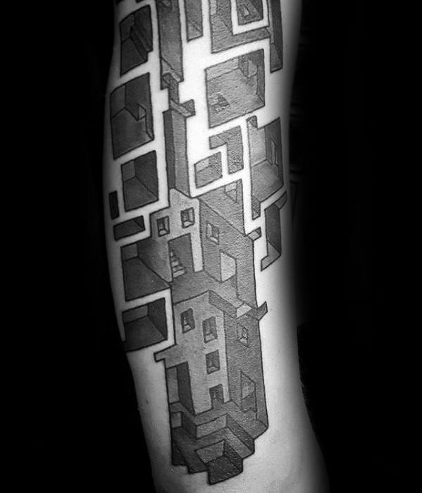 Arm 3d Maze Tattoos Men