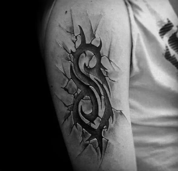 Arm 3d Symbol Mens Tattoo Ideas With Slipknot Design