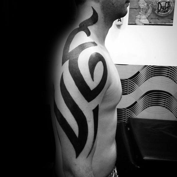 Arm And Neck Mens Badass Tribal Tattoo Design Ideas