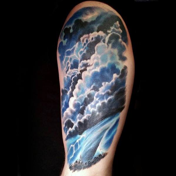 Arm Cloudy Sky Mens Thunderstorm Tattoo