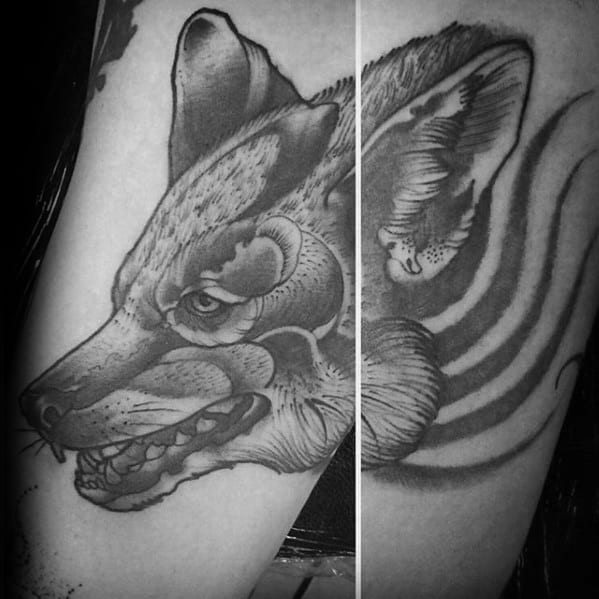 Arm Coyote Tattoo Ideas For Gentlemen