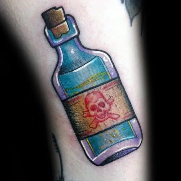 Arm Detailed Poison Bottle Guys Tattoos