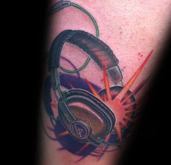Arm Exploding Headphones Tattoo Design Ideas For Males