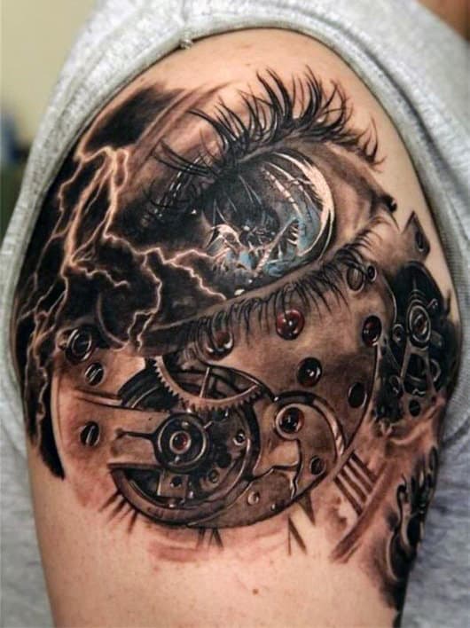 Arm Eye Lightning Tattoo For Men