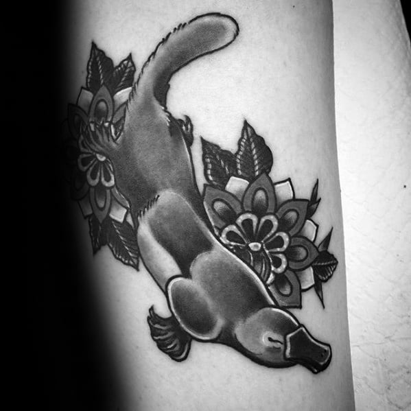 Arm Floral Platypus Tattoo Designs For Guys
