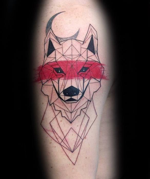 Arm Geometric Guys Sick Wolf Tattoo Design Ideas