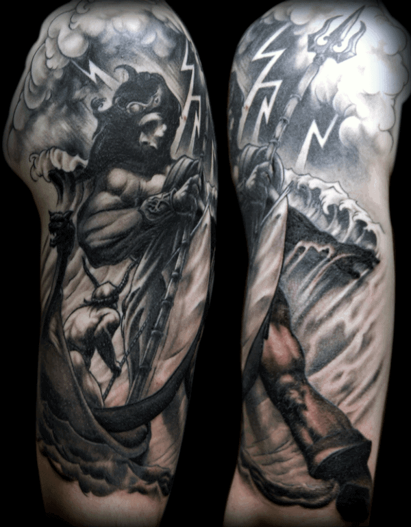 Arm Greek Mythology Poseidon Tattoo On Man