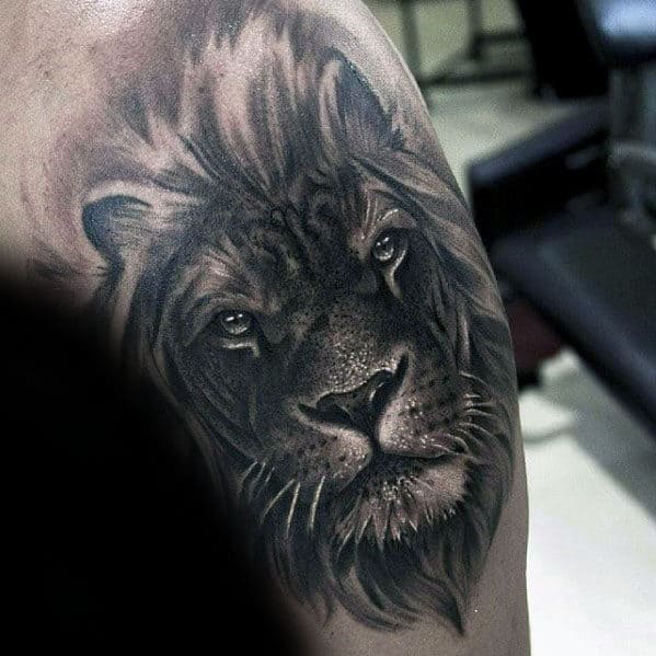 Arm Guys Manly Realistic Lion Tattoo