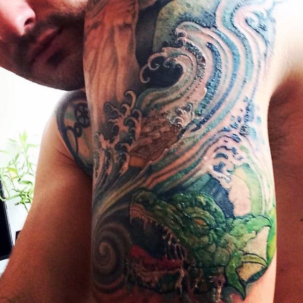 Arm Kanagawa Wave Male Tattoo
