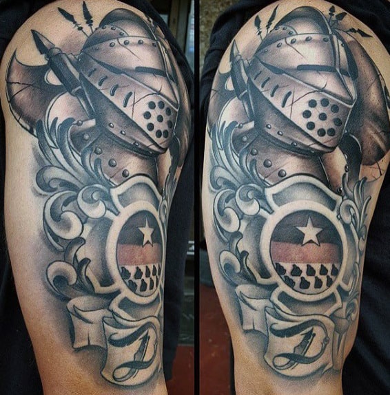 Arm Knight Cavalryman Tattoos For Men