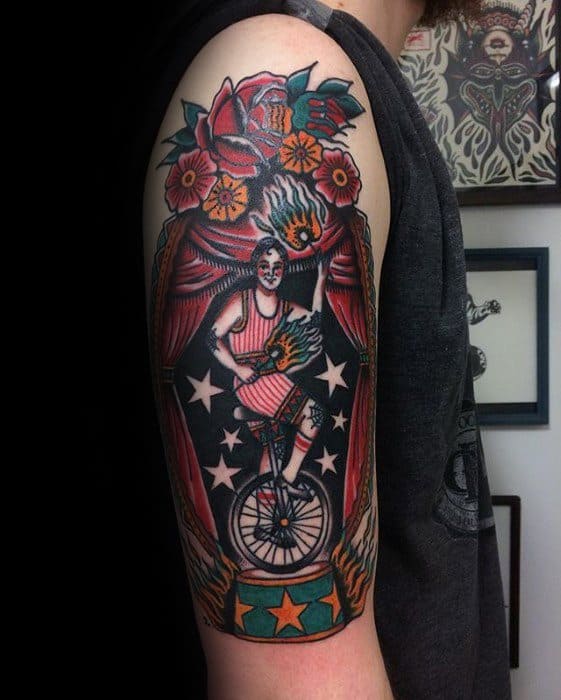 Arm Male Circus Tattoo Ideas