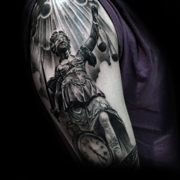 Arm Male Lady Justice Tattoo Inspiration