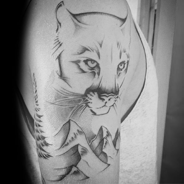 Arm Male Mountain Lion Tattoo Design Inspiration