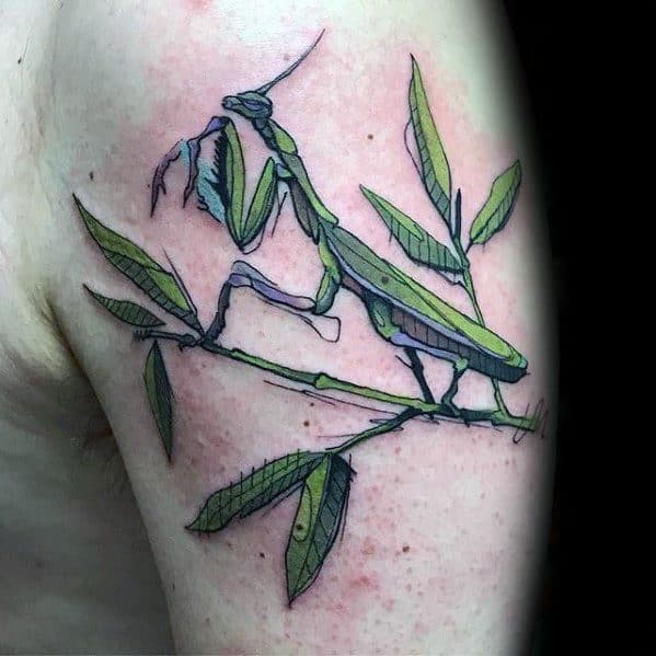 Arm Male Praying Mantis Tattoo Ideas