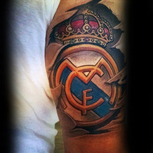 Arm Male Tattoo With Real Madrid Design