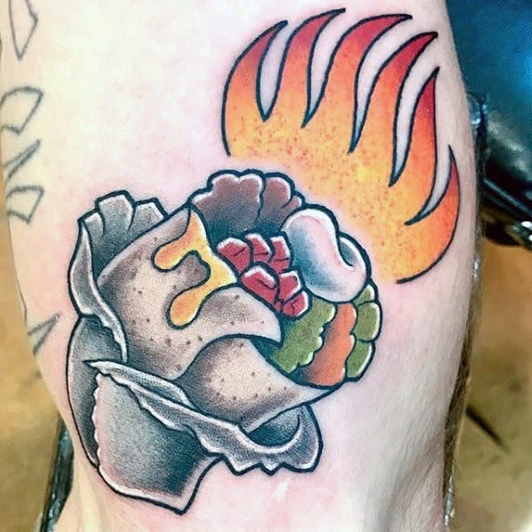 Arm Manly Flaming Burrito Tattoo Design Ideas For Men