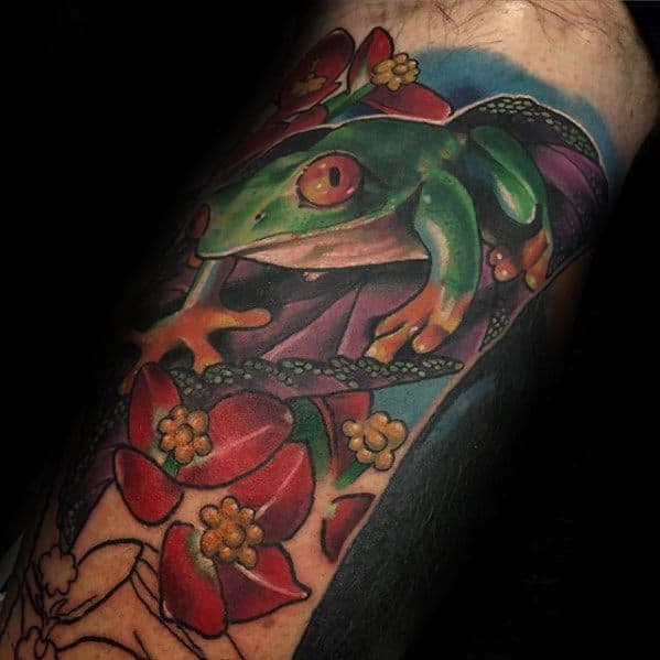 Arm Manly Tree Frog Tattoo Design Ideas For Men