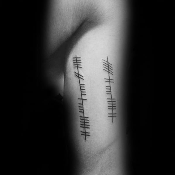 Arm Mens Ogham Tattoo Design Inspiration