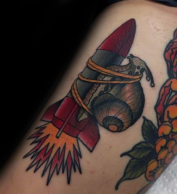 Arm Mens Tattoo Ideas With Snail Rocket Design