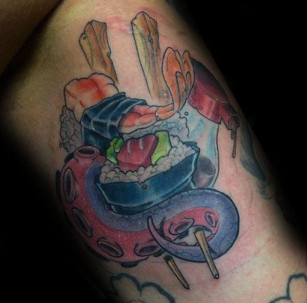 Arm Mens Tattoo Ideas With Sushi Design