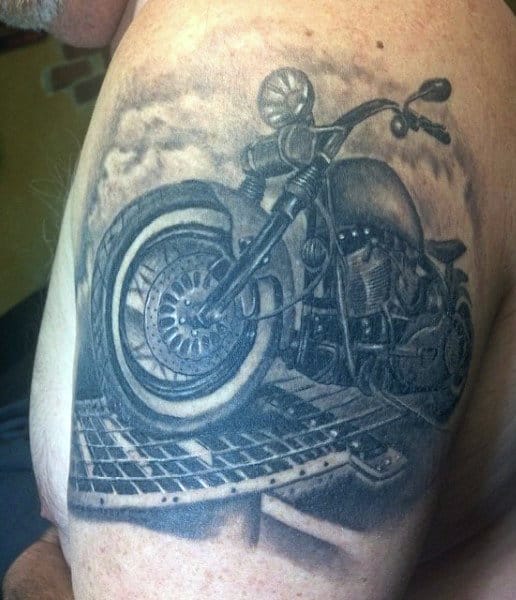 Arm Motorcycle Tattoos On Men