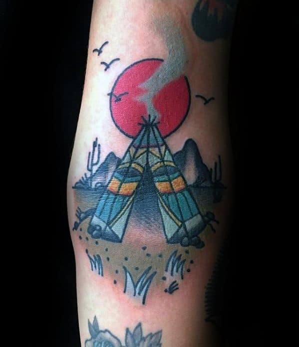 Arm Old School Amazing Mens Teepee Tattoo Designs